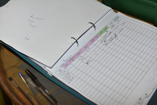 Stock book to track all products into and out of the spray store 